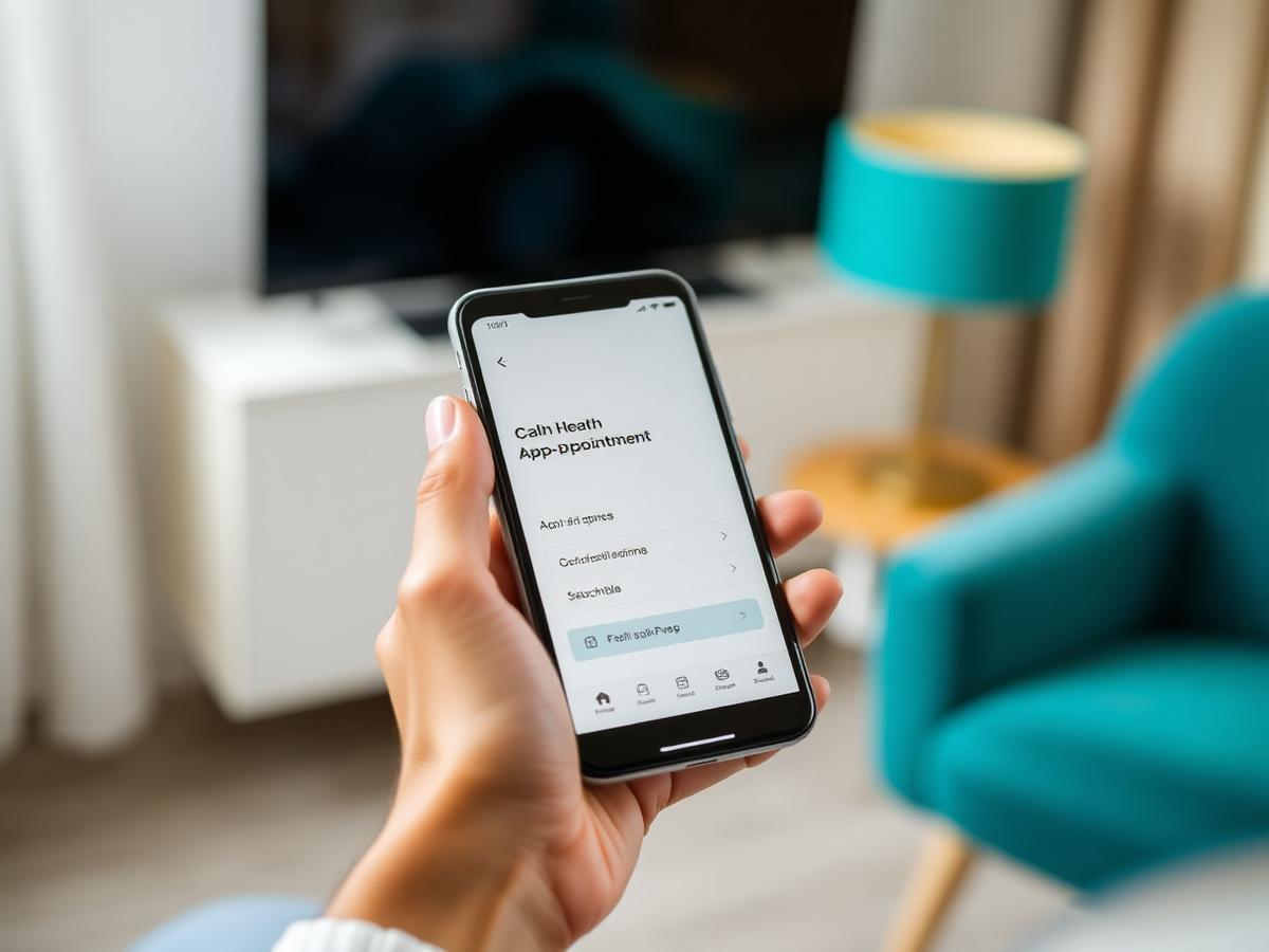 A patient reviewing their appointment and medication plan on a phone at home